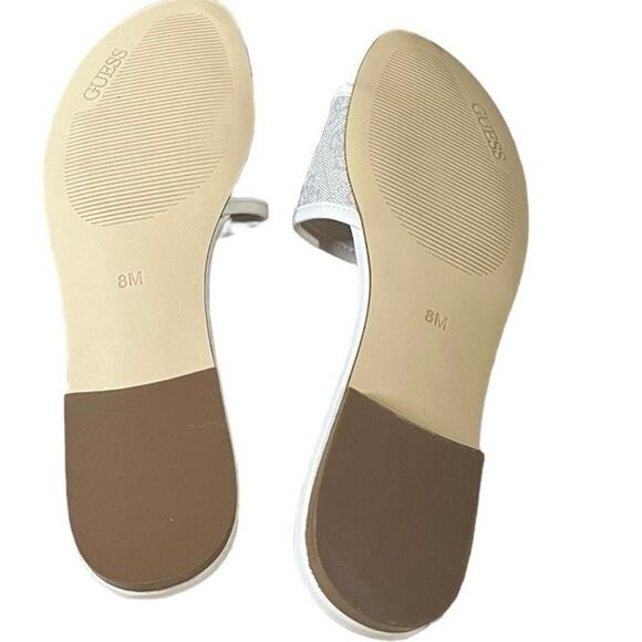 Guess White Sandal Slides Size 8M with Guess, Logo New with Box - Picture 3 of 7